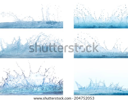 mixed form of splashing clear and clean  water on white background use for refreshment and cool backdrop ,textured