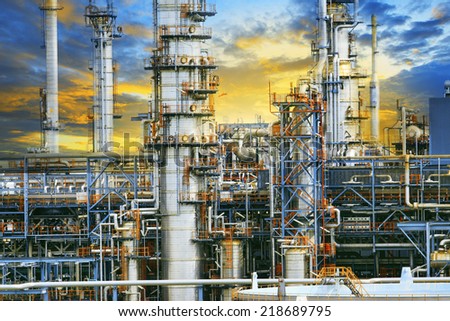close up exterior strong metal structure of oil refinery plant in heavy industry estate site