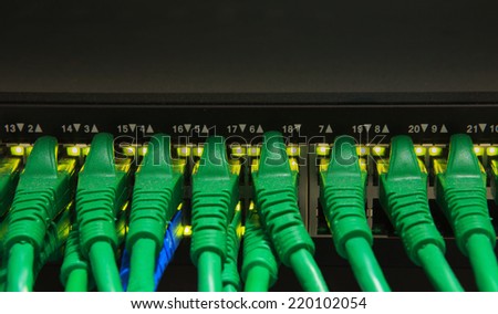 usb cable board hub in digital telecommunication control room