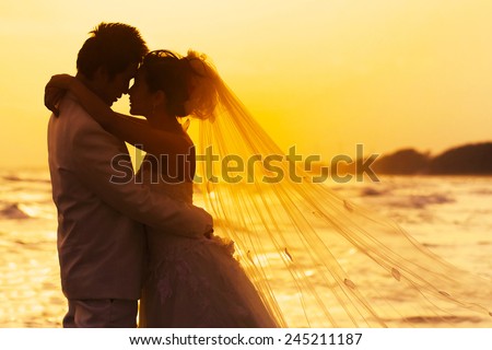 groom and bride in love emotion romantic moment on the beach