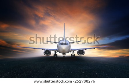 air plane preparing to take off on airport runways use for air transport and airliner business traveling
