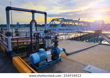 big tank of water supply in metropolitan waterworks industry plant site
