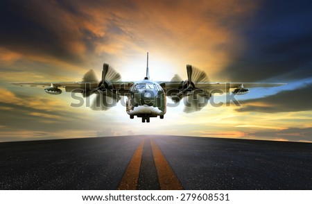 old military container plane approach to asphalt airport runways use for air and cargo transport logistic industry
