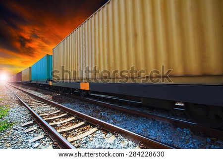 boxcar container trains on track use for industry land transportation