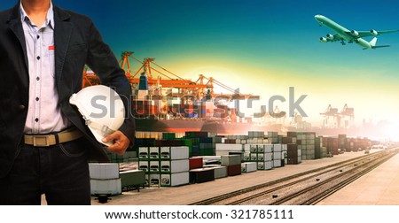 working man and ship,trains ,plane ,freight cargo logistic and import,export transportation