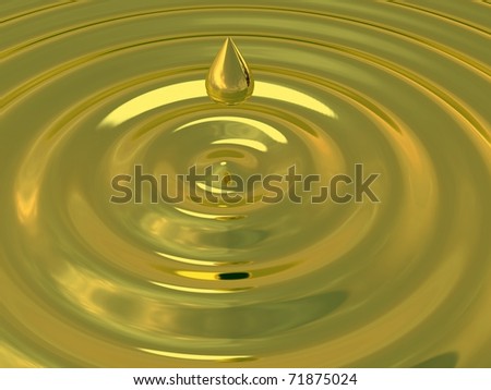 Drop of gold and golden ripple
