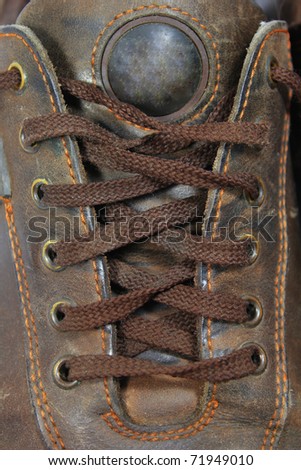 Laces on shoes for men isolated