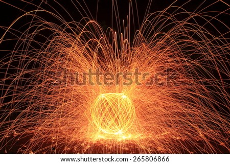 burning steel wool spinning