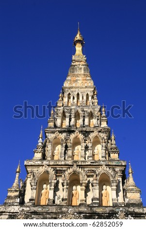 pyramidal Pagoda ruin in northern region Thailand