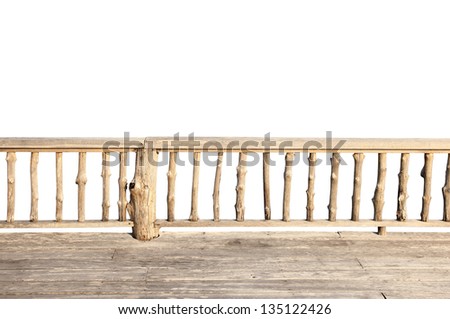 wooden terrace isolated on white background with clipping path