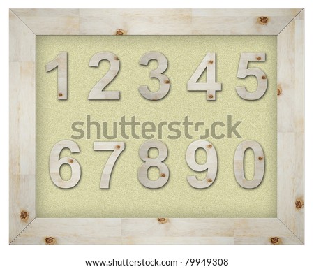 wooden number on board isolated