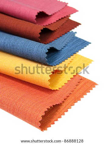 Multicolor tone of fabric sample on white background