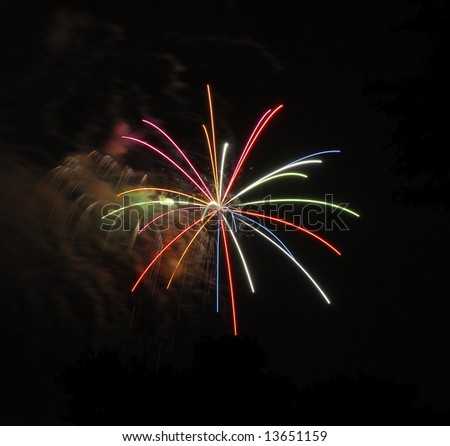 Multicolored string-looking fireworks