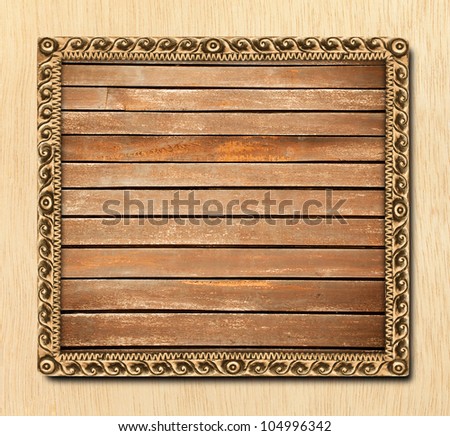 Pattern of wood frame carve on wood background