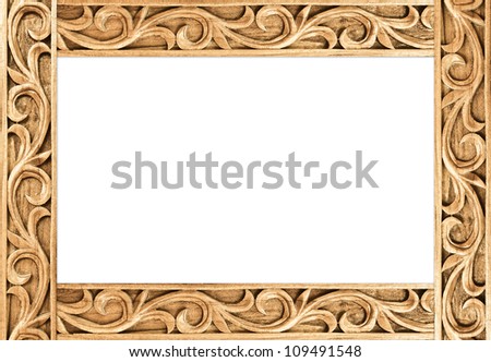 Pattern of flower carved frame on white