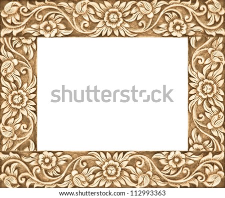 Pattern of flower carved frame on white background