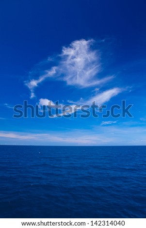 Beautiful blue sky with cloud  and blue ocean