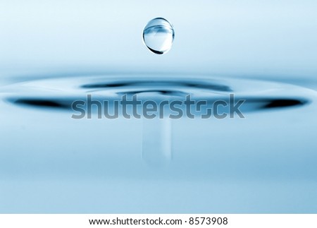 isolated water drop with rippling water