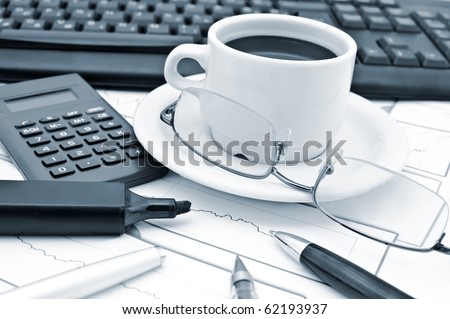Scientific Calculator with glasses and a cup of coffee