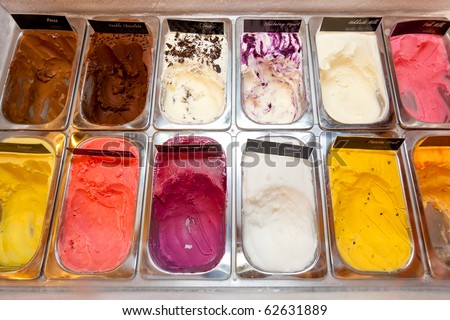 Colorful ice cream tray