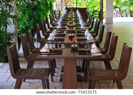 Dining room table with flower decoration