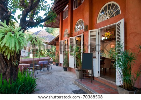 Outside view of vintage style coffee shop, Italian style