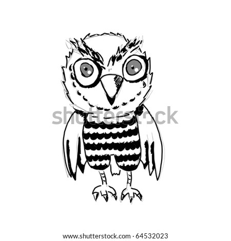 funny owl. doodle sketch funny owl