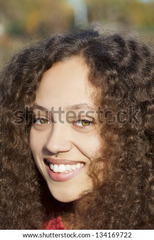 Young Woman Portrait Outdoors Nose Pierced Mixed
