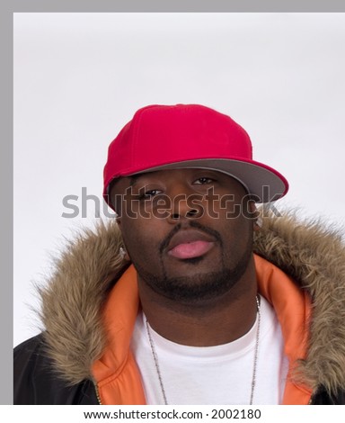 Young Black Man in Ball Cap and Jacket