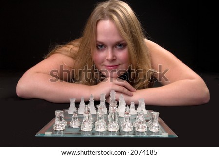 Young Woman with Chess Board