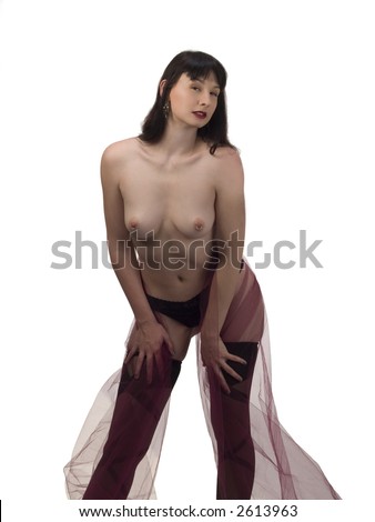 stock photo : Topless young woman with nipple piercing
