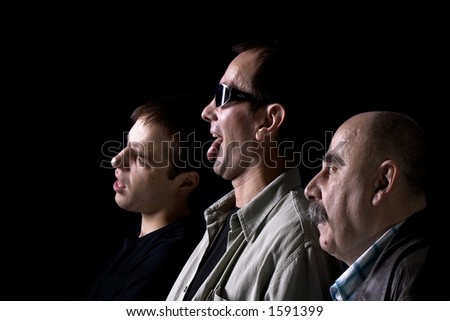 three men are looking