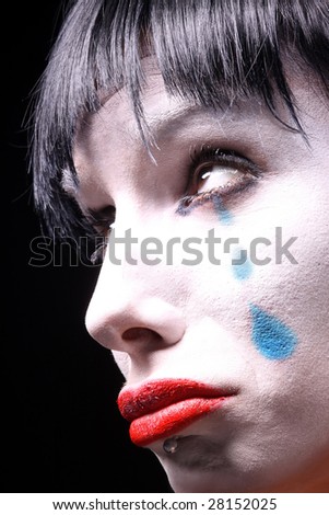 sad profile of beauty black make up lady
