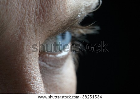 blue blur man Eye closeup