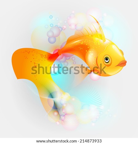 Gold fish on the colorful background