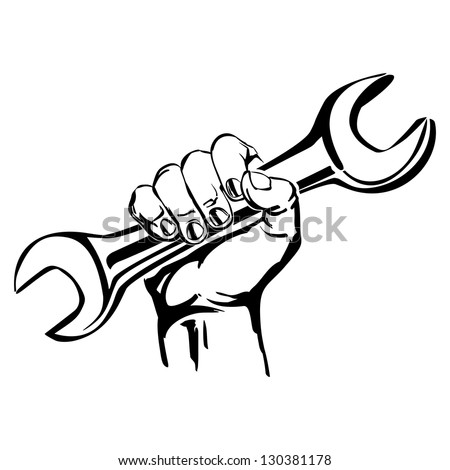 hand holding wrench vector black hand draw illustration hand holding wrench vector black hand draw illustration