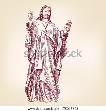 Jesus Christ Christianity Hand Drawn Vector Llustration