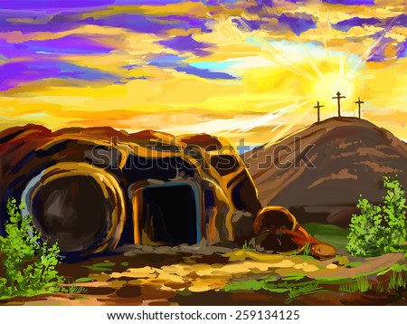 Easter Jesus Christ vector illustration  hand drawn  painted