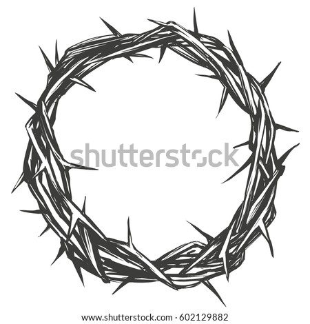crown of thorns, easter, religious symbol of Christianity hand drawn vector illustration sketch logo