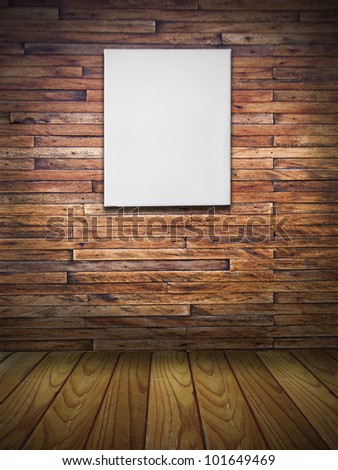 blank canvas on wood wall in vintage room