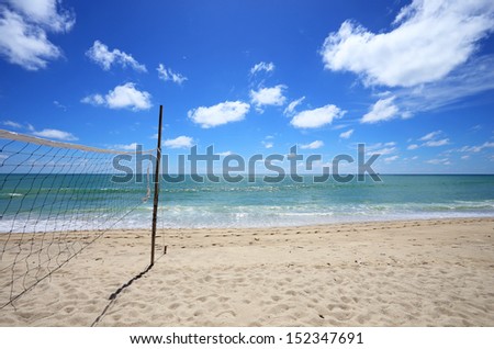 Volleyball net at the beach, sports concepts