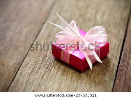 gift box on old wood table