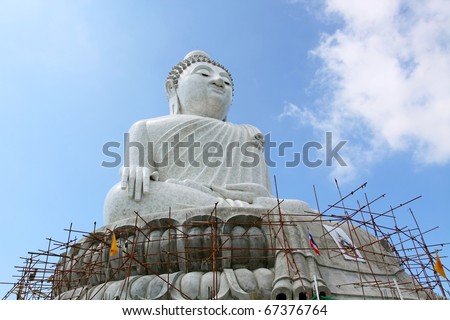 The Biggest white holy Buddha in the world on Phuket Mountain Thailand