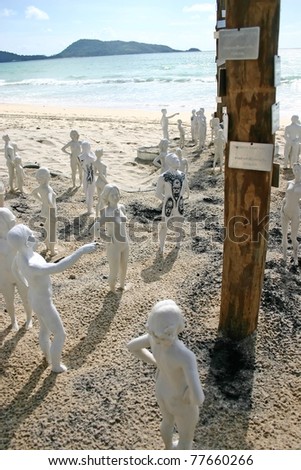 PHUKET, THAILAND - SEPTEMBER 23 : Art for andaman, Art exhibition on the beach for victims of tsunami on September 23, 2005 in Patong beach, Phuket Thailand.
