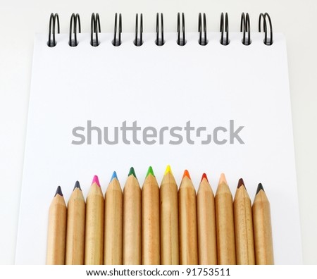 Sketch Pad and Colored Pencils Stock Image - Image of colorful