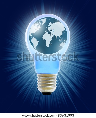 globe in light bulb