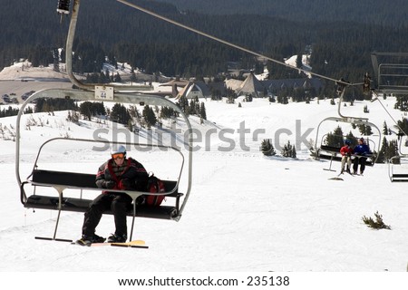 Young man on ski lift