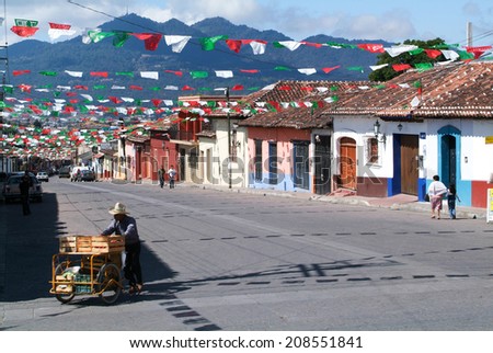 San Cristobal de las Casas, Mexico - 19 January 2009: Street seller at Real de Guadalupe on San Cristobal de las Casas, Mexico
