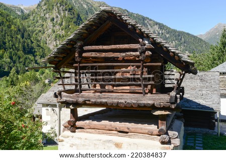Old barn chalet at Fusio on Maggia valley, Switzerland