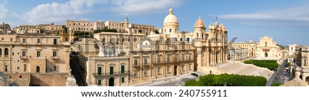 Panorama of the town of Noto on Italy, Unesco world heritage